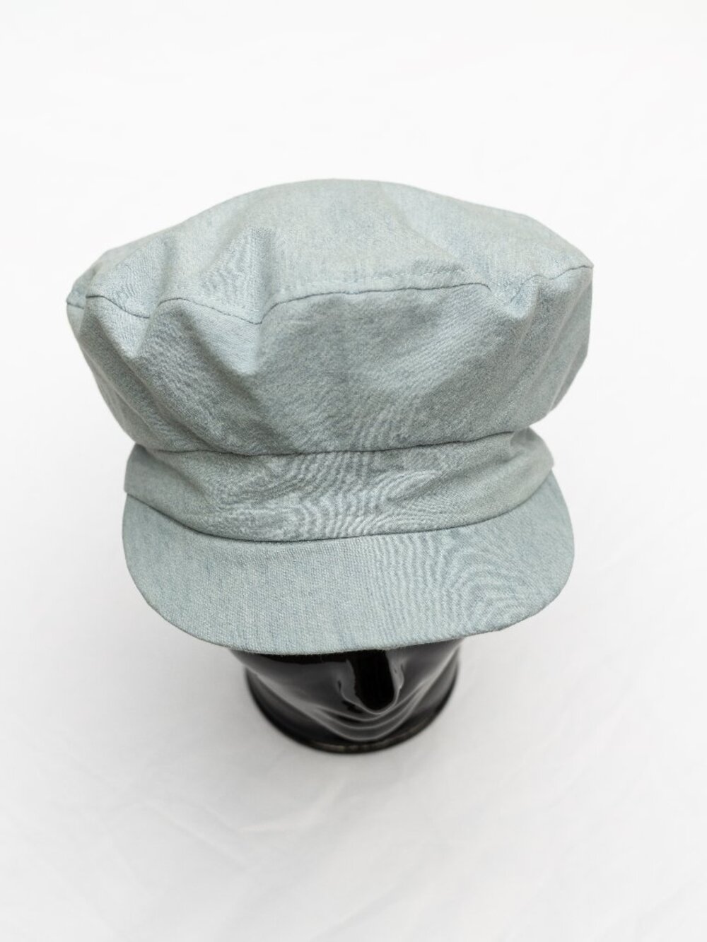 Upcycled Handmade Blue Chambray and Linen Cadet Military Style Hat